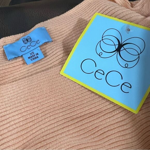 NEW! Cece Ribbed Knit Light Orange Sweater Sz XS - Picture 8 of 9